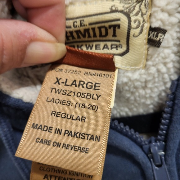 CE Schmidt Workwear Jacket Womens XL Blue Fleece Sherpa Lined‎ Full Zip Hoodie - Picture 5 of 8